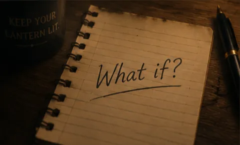 What if? notebook illustrating why every story begins with a question